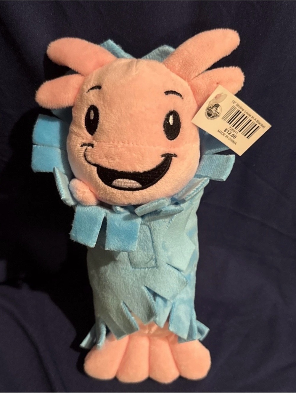 Bubba Gump Plush Shrimp blanket Stuffed Animal Baby Louie Pink Blue 9"